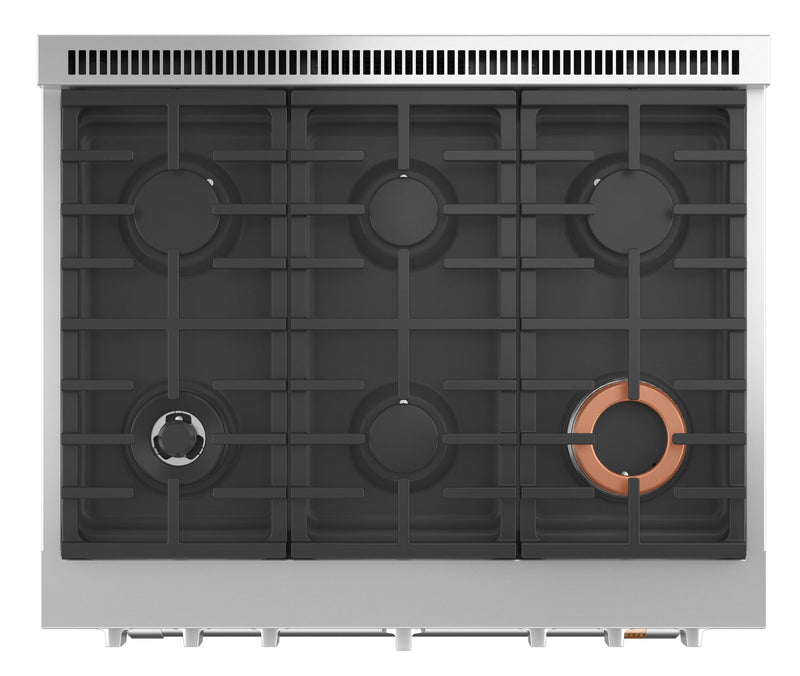 Cuisinière intelligente à gaz Café de 6,2 pi³ avec convection européenne véritable et grilles autonettoyantes - noir mat - CGY366P3TD1