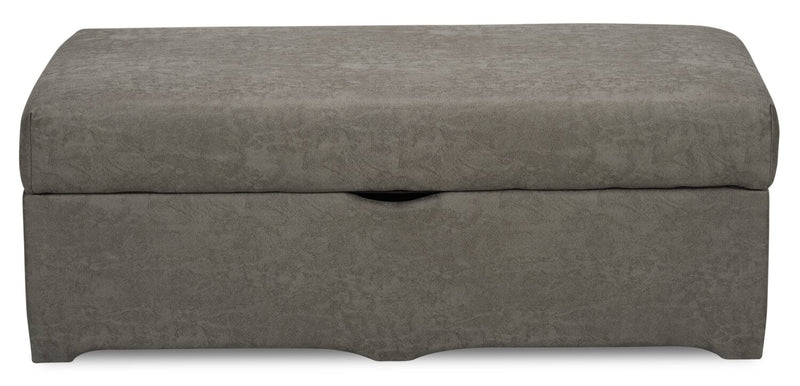 Pouf de rangement Morty de 48 po fabriqué au Canada en tissu d’apparence cuir - gris