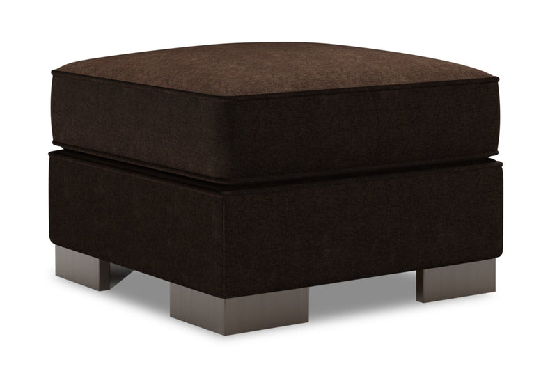 Pouf personnalisable Track de Sofa Lab de 24 po fabriqué au Canada en tissu de chenille - brun Luxury Chocolate