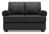  Causeuse Roll de Sofa Lab de 64 po fabriquée au Canada en tissu d’apparence lin avec accoudoirs enroulés - gris Luna Kohl 