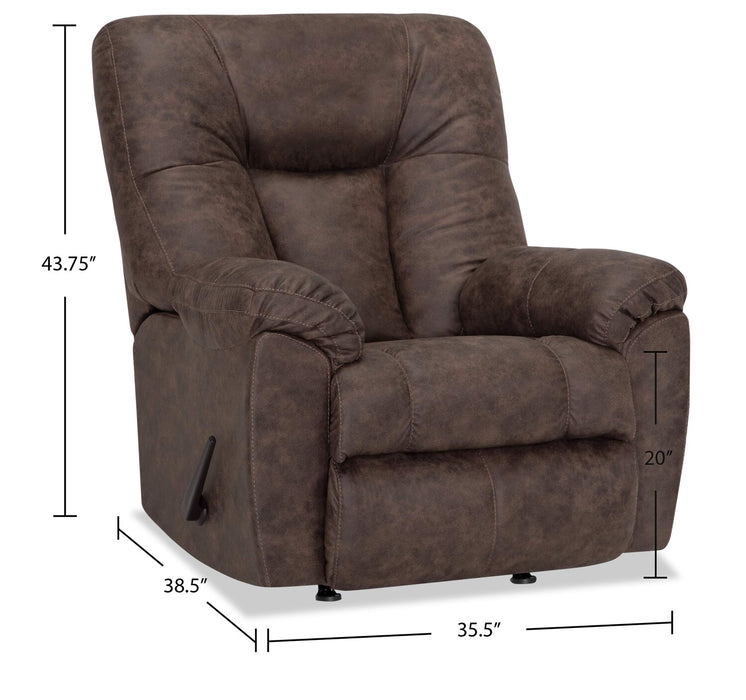 Fauteuil berçant inclinable Design à mon image de 35,5 po en tissu d’apparence cuir - brun café Ranger