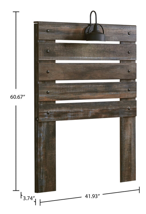 Tête de lit à panneau Abby avec éclairage à DEL et ports USB, brune - format lit simple