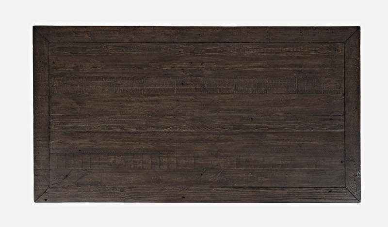 Table à café rustique Morgan de 48 po avec rangement, tablette et roulettes - brun foncé avec bois recyclé