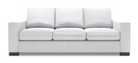  Sofa-lit Track de Sofa Lab de 85 po fabriqué au Canada en tissu d’apparence lin avec accoudoirs rectilignes - blanc Pax Ice 