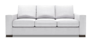 Sofa-lit personnalisable Track de Sofa Lab de 85 po fabriqué au Canada en tissu d’apparence lin avec accoudoirs rectilignes - blanc Pax Ice