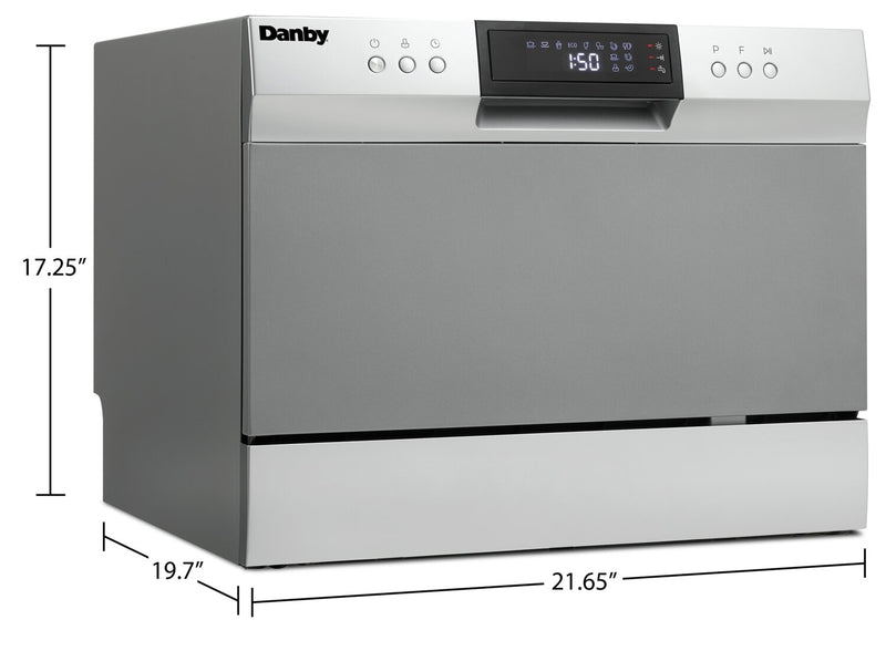 Lave-vaisselle Danby de 21,7 po et de 54 dBA avec commandes à l'avant - argenté - DDW631SDB 