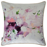 Coussin décoratif motif floral abstrait - violet