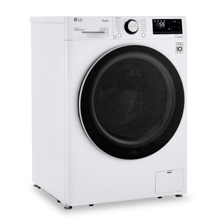 Laveuse à la vapeur intelligente haute efficacité LG à chargement frontal de 2,6 pi³ et de 24 po - blanche - superposable - WM1455HWA