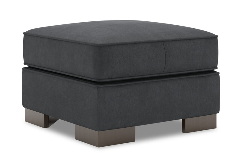 Pouf personnalisable Track de Sofa Lab de 24 po fabriqué au Canada en tissu d’apparence lin - gris Pax Pepper
