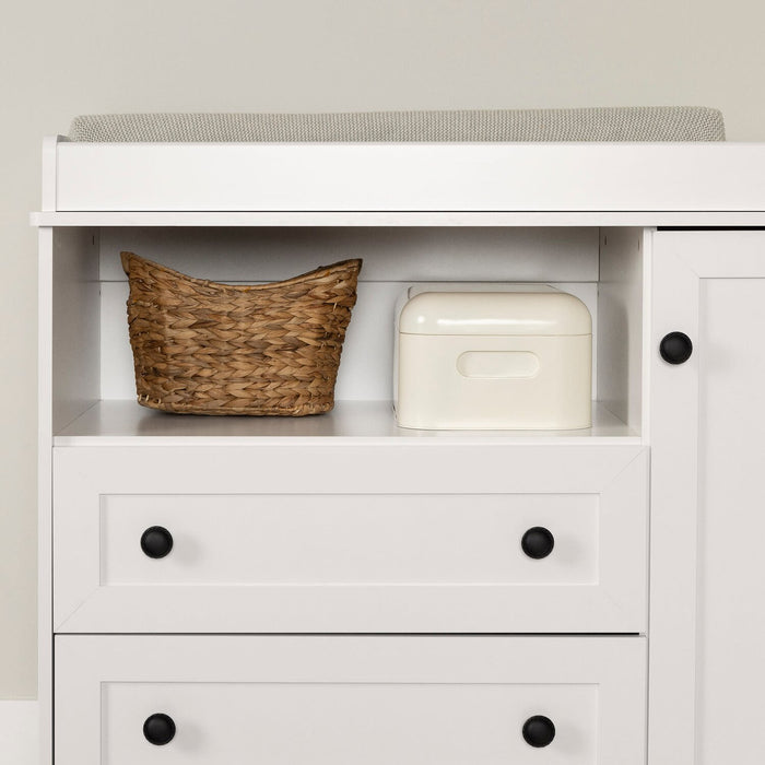 Table à langer Zoe pour bébé avec tiroirs de rangement - blanche
