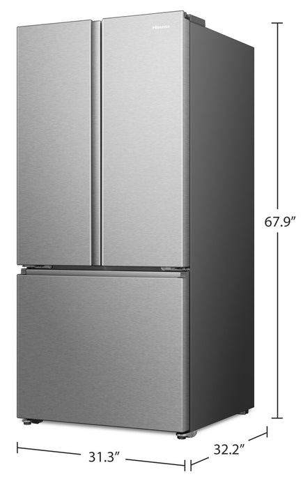 Réfrigérateur Hisense de 22,1 pi³ et de 31,3 po à portes françaises - acier inoxydable - RF22B3FSE