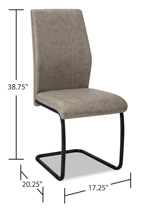 Chaise de salle à manger Heath en tissu de cuir végétalien et en métal - taupe