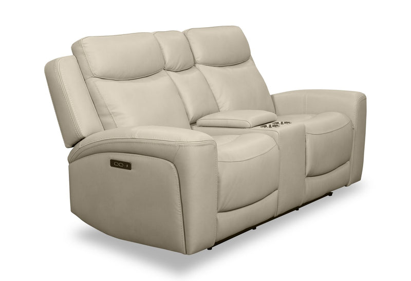 Causeuse à inclinaison électrique Prescott de Scott Living de 79 po en cuir véritable avec appuie-têtes électriques - gris platine