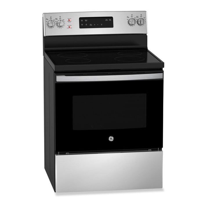 Cuisinière électrique GE de 5 pi³ avec autonettoyage et 4 brûleurs - acier inoxydable - JCB630SVSS