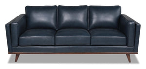 Sofa Vivia en cuir véritable de qualité supérieure - bleu marine