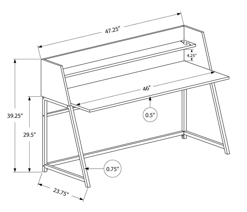 Bureau Lawson de 47,25 po avec petite crédence - imitation de pierre grise
