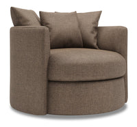  Fauteuil d’appoint pivotant Nest de Sofa Lab de 41 po fabriqué au Canada en tissu d’apparence lin - brun Luna Praline 