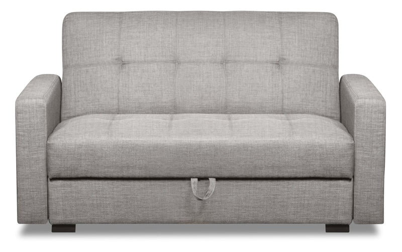 Futon Weston de 55 po en tissu d’apparence lin avec mécanisme Klik Klak et rangement - gris acier