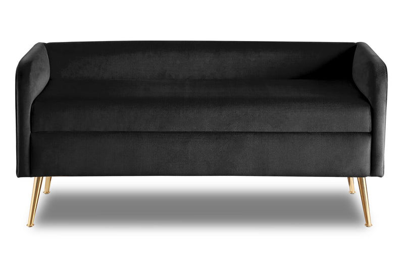 Banc Cass de 52 po - velours noir avec pattes dorées