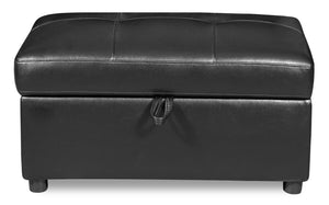 Pouf de rangement Element de 35,4 po en similicuir avec capitonnage - noir