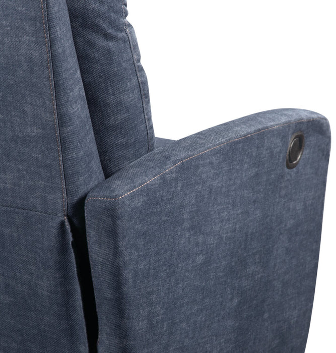 Fauteuil pivotant, coulissant et inclinable Jeffry de 30,3 po en tissu de velours - bleu indigo