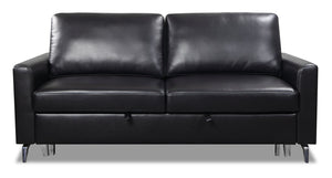 Sofa-lit Wilson en tissu d'apparence cuir - noir