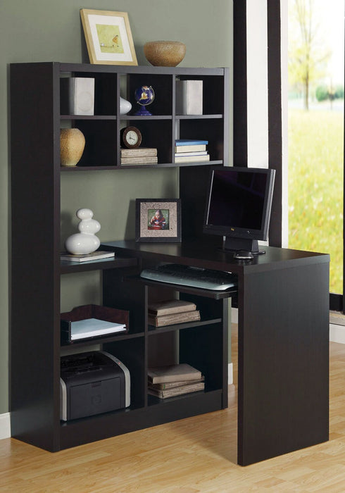 Bureau réversible Mollie de 35,5 po avec bibliothèque ouverte - espresso 