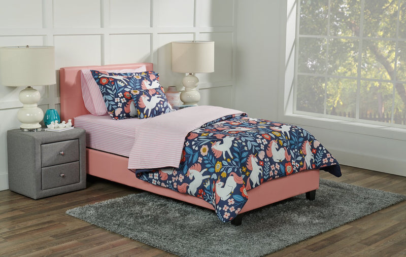 Ensemble de draps Hallie de 3 pièces rayés en coton pour lit simple - rose