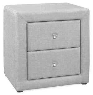 Table de nuit rembourrée Zara de 20,5 po (l) x 20,75 po (H) à 2 tiroirs - grise