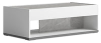 Table à café moderne Marla de 47,25 po avec tablette - blanche et grise avec imitation de marbre