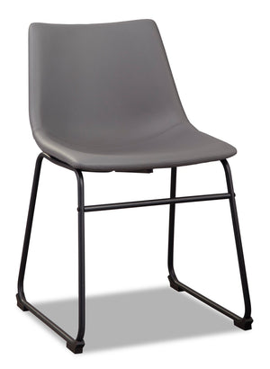 Chaise de salle à manger Cole en tissu de cuir végétalien et en métal - grise