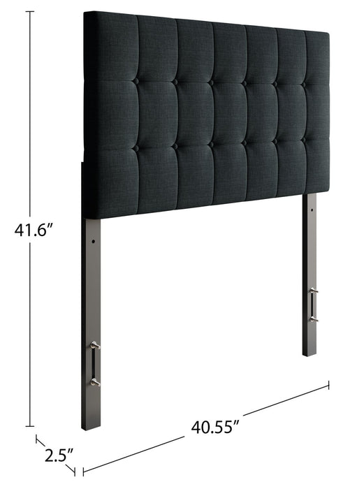 Tête de lit rembourrée Ellis en tissu anthracite avec capitonnage à boutons - format lit simple
