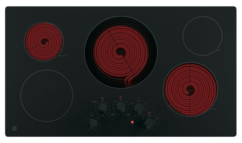 Surface de cuisson électrique GE de 36 po à 5 éléments - noire - JP3036DLBB