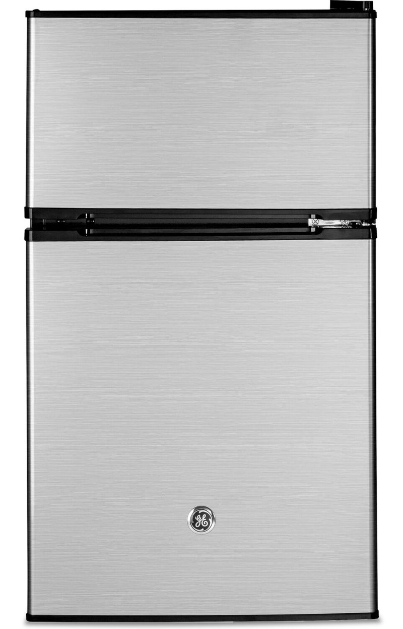 GE 3.1 Cu. Ft. Double-Door Compact Refrigerator - GDE03GLKLB - Refrigerator in Stainless Steel