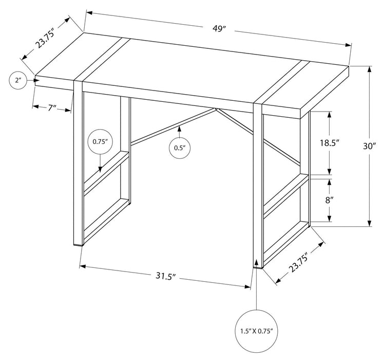 Bureau Avery de 49 po - apparence béton gris