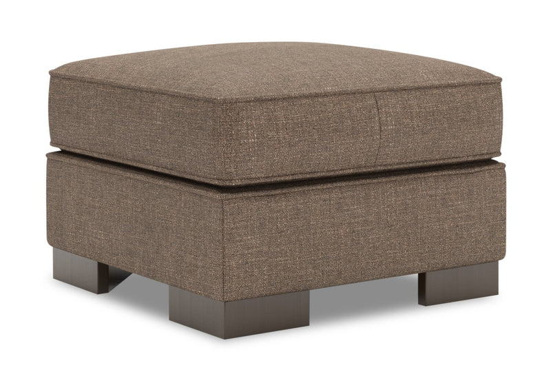Pouf personnalisable Track de Sofa Lab de 24 po fabriqué au Canada en tissu d’apparence lin - brun Luna Praline