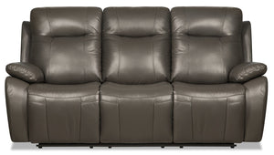 Sofa à inclinaison électrique Kora en cuir véritable - gris