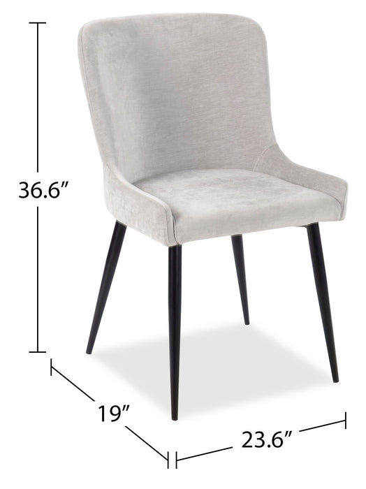 Chaise de salle à manger Lexi en tissu d’apparence velours et en métal - taupe