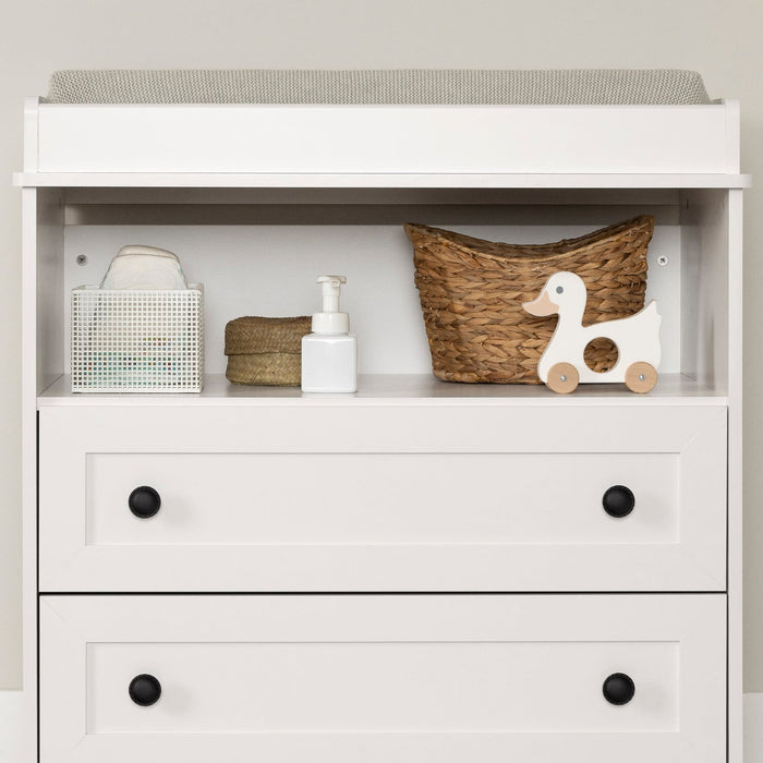 Table à langer Ivy pour bébé avec tiroirs de rangement - blanche