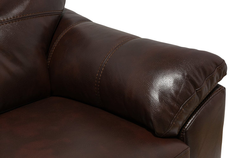 Causeuse Addison de 63 po fabriquée au Canada en tissu d’apparence cuir avec coussins de siège amovibles et capitonnage - brune