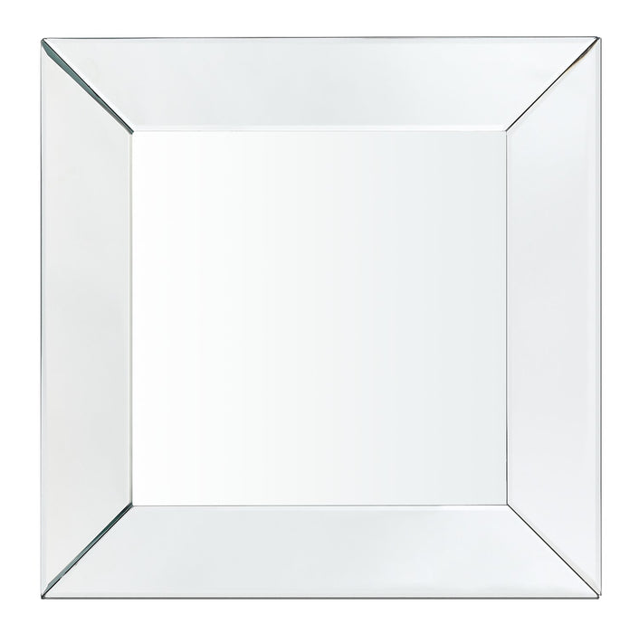 Table de bout somptueuse Berni de 18 po avec dessus en miroir et en verre et tablette - métal argenté avec pattes à apparence de diamant
