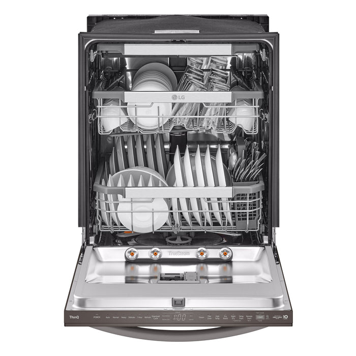 Lave-vaisselle intelligent encastré LG à 42 dBA de 24 po avec commandes sur le dessus et QuadWashMC Pro - acier inoxydable noir Smudge-ProofMD - LDTH7972D