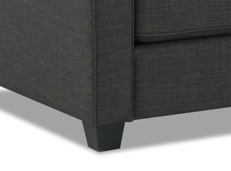 Sofa Sawyer de 83 po fabriqué au Canada en tissu d’apparence lin avec coussins réversibles et coussins décoratifs - gris anthracite