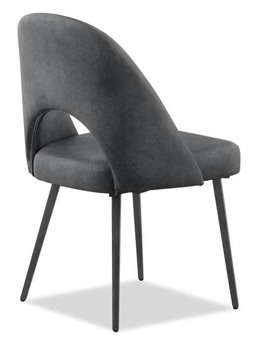 Chaise de salle à manger Bay de Kort & Co. en tissu de cuir végétalien et en métal - anthracite