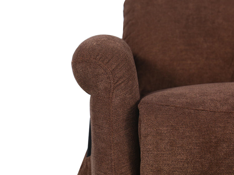 Fauteuil basculeur à inclinaison électrique Ruben de 32 po en tissu de chenille - brun chocolat