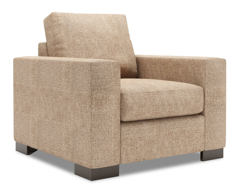 Fauteuil Track de Sofa Lab personnalisable de 38 po fabriqué au Canada en tissu de chenille avec accoudoirs rectilignes - taupe Luxury Taupe