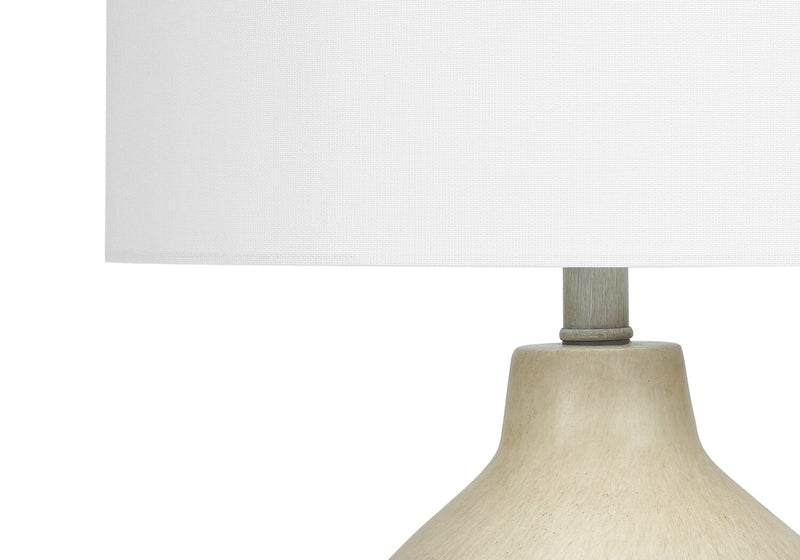 Lampe de table de 24 po béton beige avec abat-jour blanc