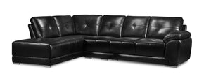 Sofa sectionnel de gauche Rocklin 3 pièces en tissu d'apparence cuir - noir