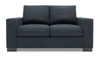  Causeuse Track de Sofa Lab de 62 po fabriquée au Canada en tissu d’apparence lin avec accoudoirs rectilignes - bleu Luna Sailor 