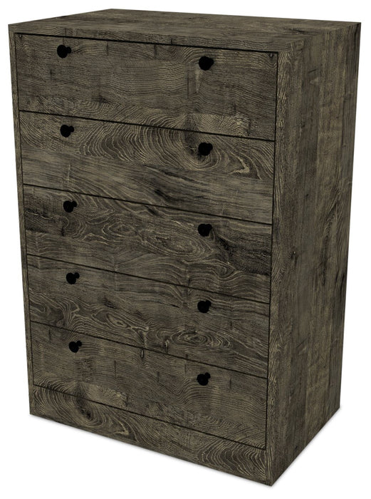 Commode verticale Hart de 24,6 po (L) x 36,2 po (H) à 5 tiroirs pour la chambre à coucher, fabriquée au Canada - grise